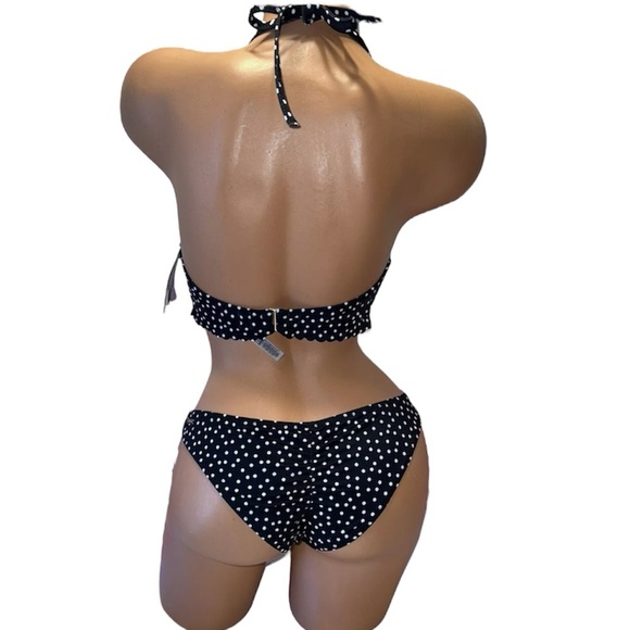 Victoria’s Secret Zuma Bikini 36D Top & Large Bottoms Set Black White Polka Dot - Picture 2 of 16